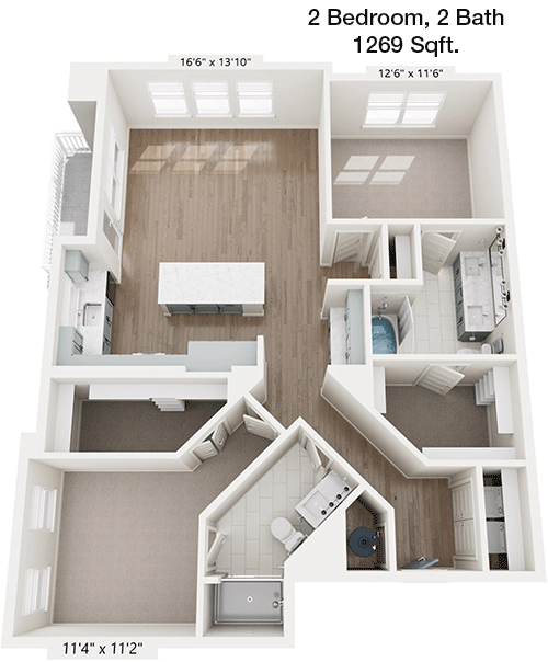 1,269 sq ft floorplan layout
