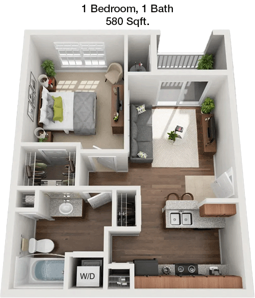 580 sq ft floorplan layout