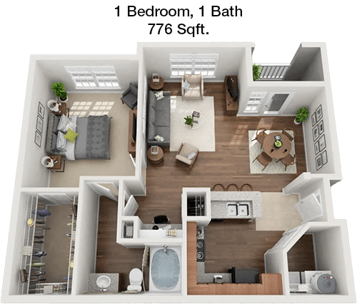776 sq ft floorplan layout