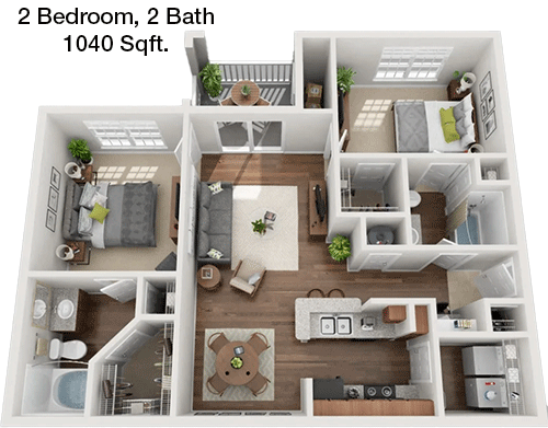 1,040 sq ft floorplan layout