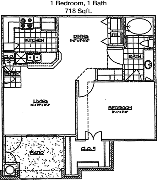 718 sq ft floorplan layout
