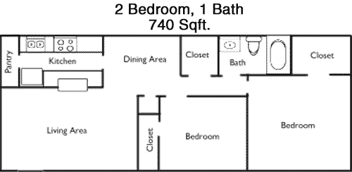 740 sq ft floorplan layout