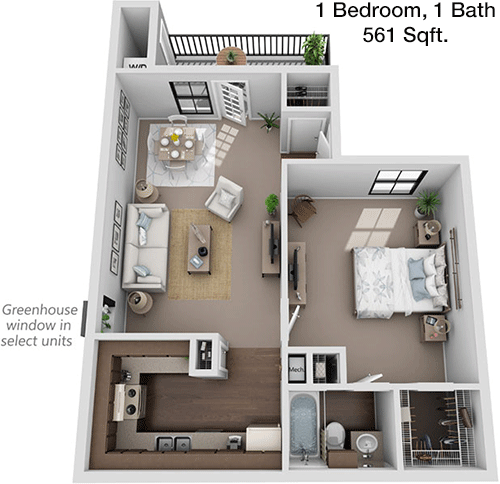 561 sq ft floorplan layout