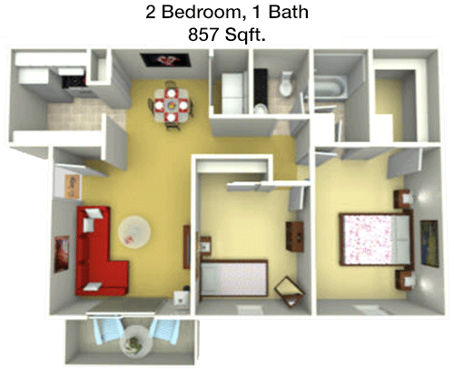857 sq ft floorplan layout