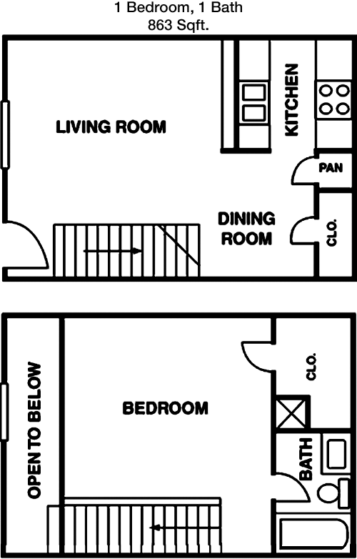 863 sq ft floorplan layout