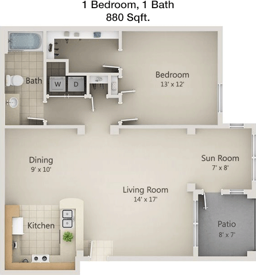 880 sq ft floorplan layout