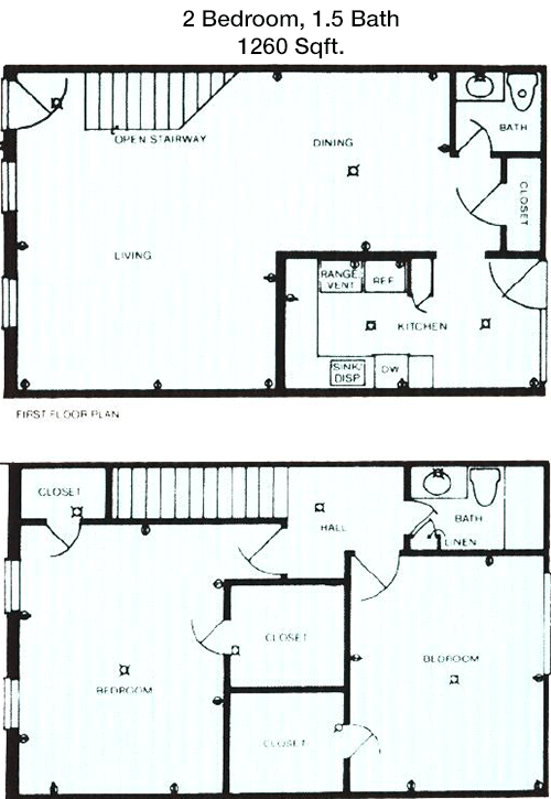 1,260 sq ft floorplan layout