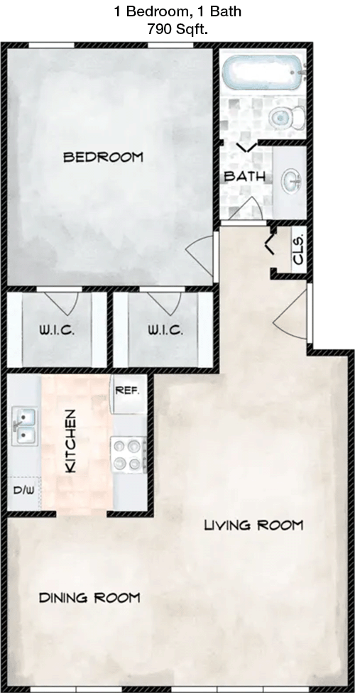 790 sq ft floorplan layout