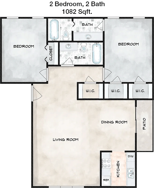 1,082 sq ft floorplan layout