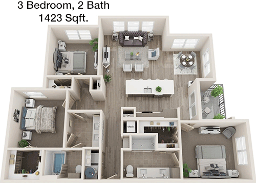 1,423 sq ft floorplan layout