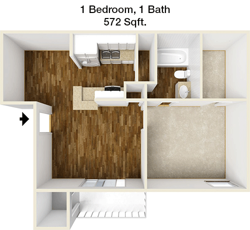 572 sq ft floorplan layout