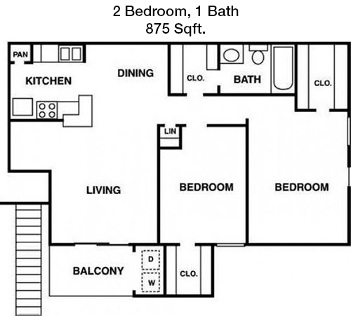 875 sq ft floorplan layout