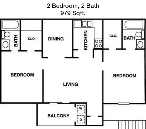 979 sq ft floorplan layout