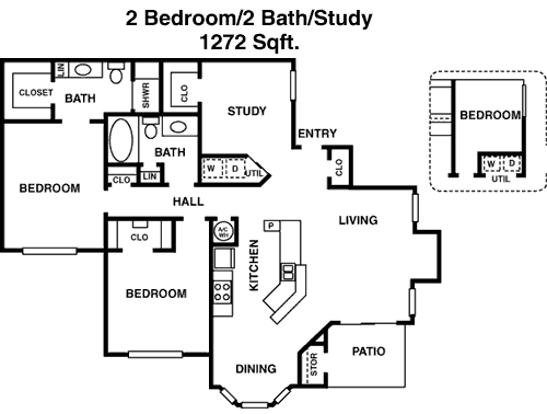 1,272 sq ft floorplan layout