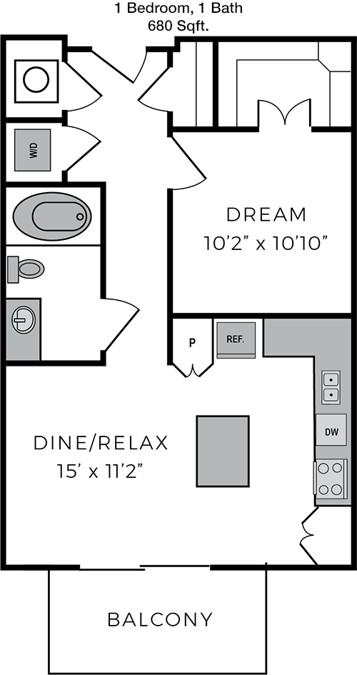 680 sq ft floorplan layout