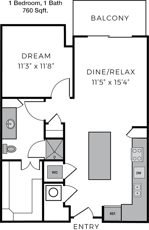 760 sq ft floorplan layout