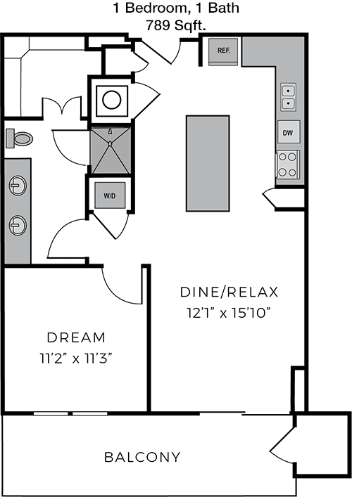 789 sq ft floorplan layout