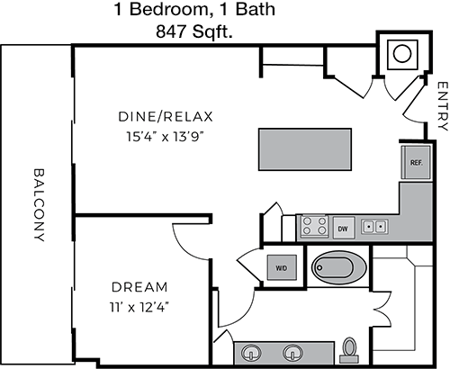 847 sq ft floorplan layout