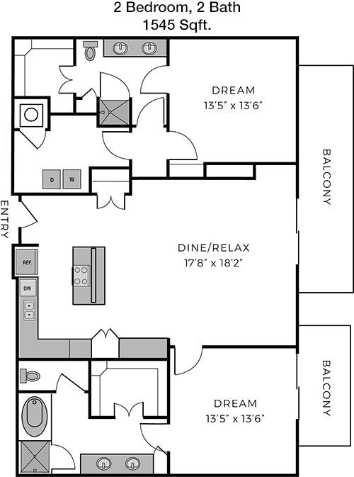 1,545 sq ft floorplan layout