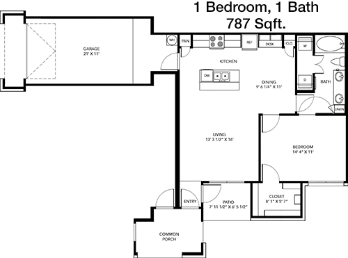 787 sq ft floorplan layout