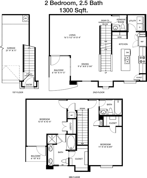 1,300 sq ft floorplan layout