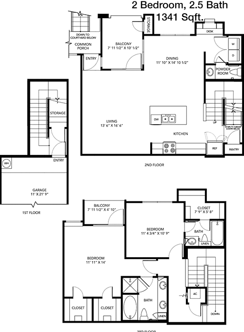 1,341 sq ft floorplan layout