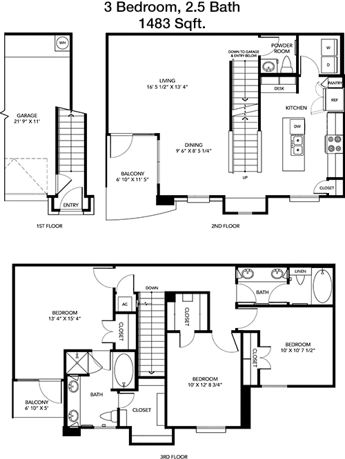 1,483 sq ft floorplan layout