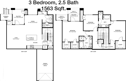 1,563 sq ft floorplan layout