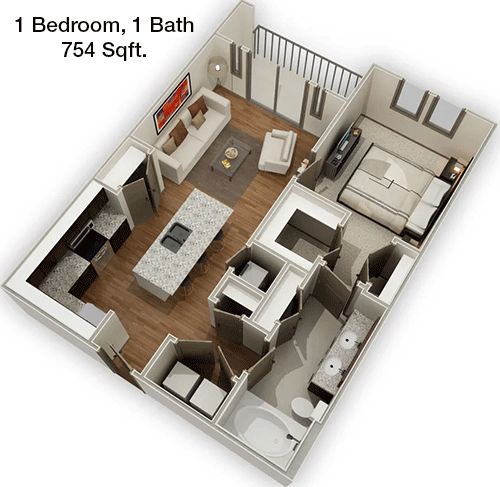 754 sq ft floorplan layout