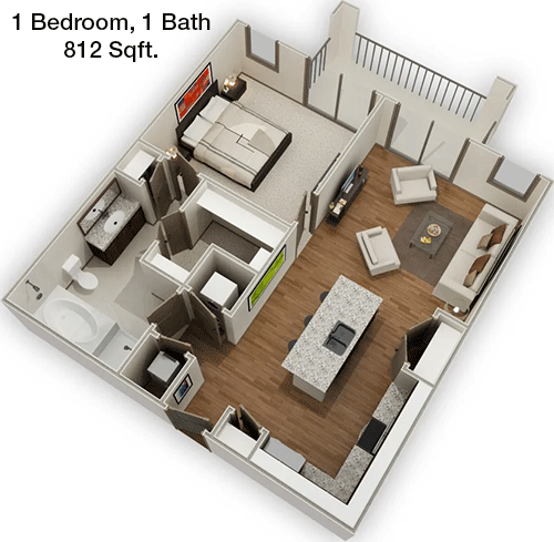 812 sq ft floorplan layout