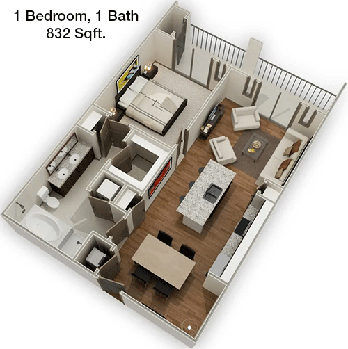 832 sq ft floorplan layout