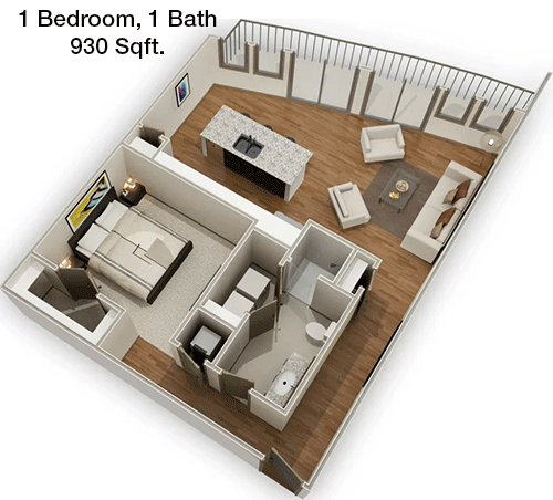 930 sq ft floorplan layout