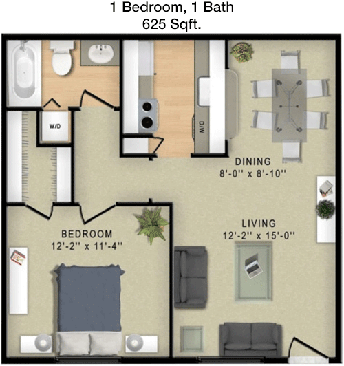 625 sq ft floorplan layout