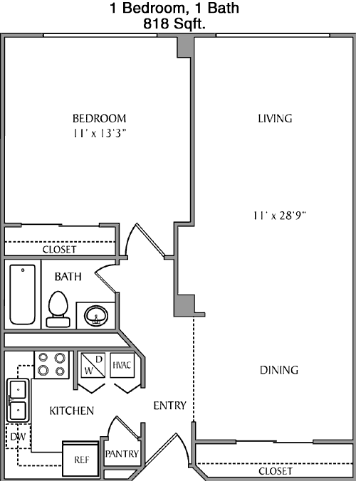 818 sq ft floorplan layout