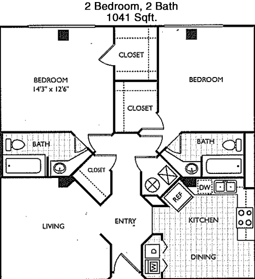 1,041 sq ft floorplan layout