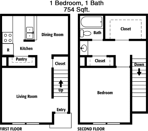 754 sq ft floorplan layout