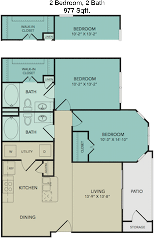 977 sq ft floorplan layout