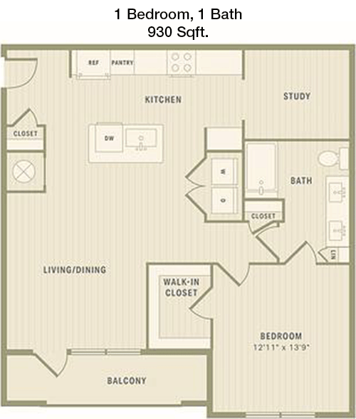 930 sq ft floorplan layout