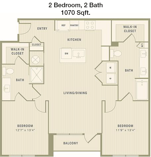 1,070 sq ft floorplan layout