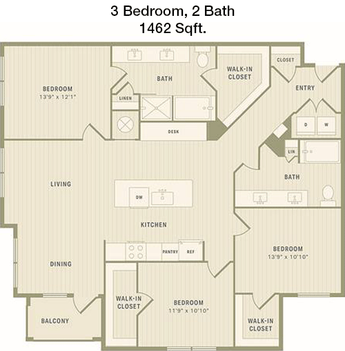1,462 sq ft floorplan layout
