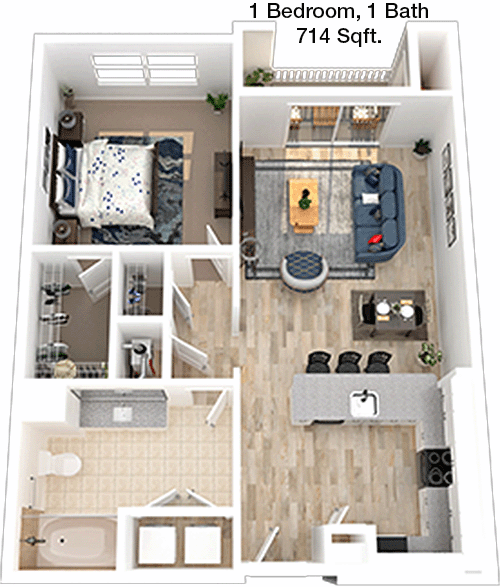 714 sq ft floorplan layout