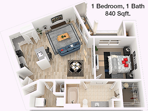 840 sq ft floorplan layout