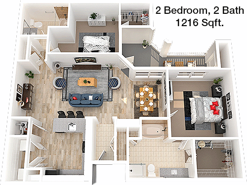 1,216 sq ft floorplan layout