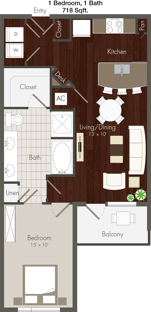 718 sq ft floorplan layout