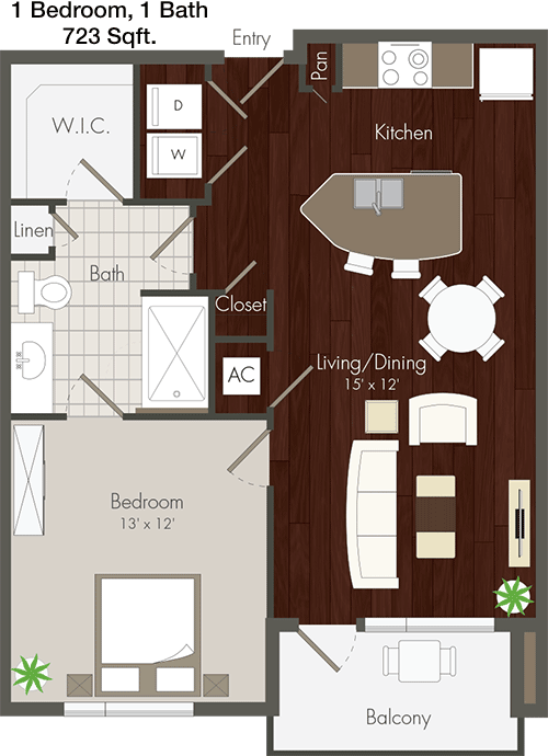 723 sq ft floorplan layout