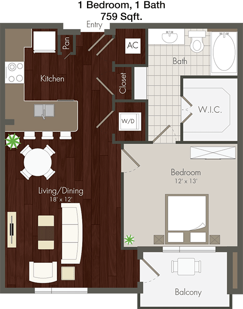 759 sq ft floorplan layout