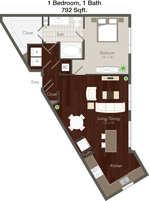 792 sq ft floorplan layout