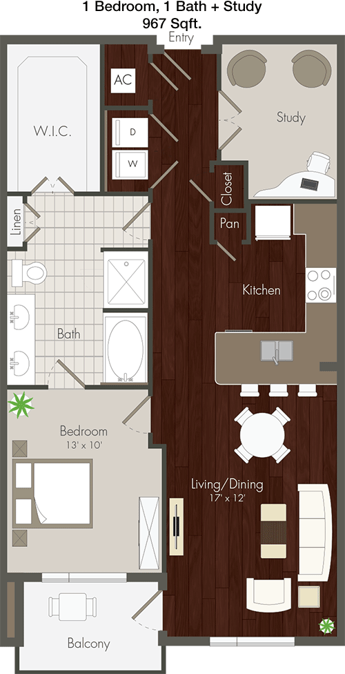 967 sq ft floorplan layout