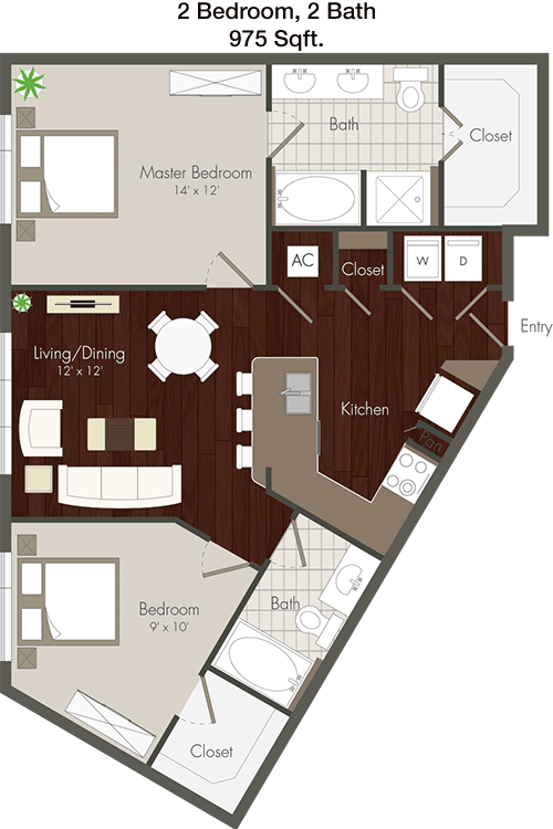 975 sq ft floorplan layout
