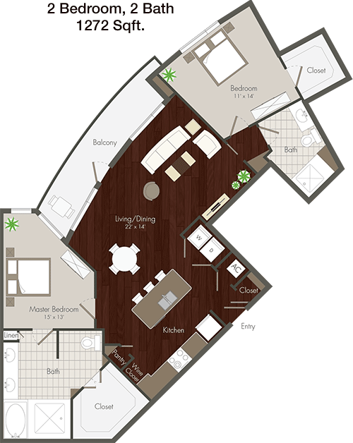 1,272 sq ft floorplan layout